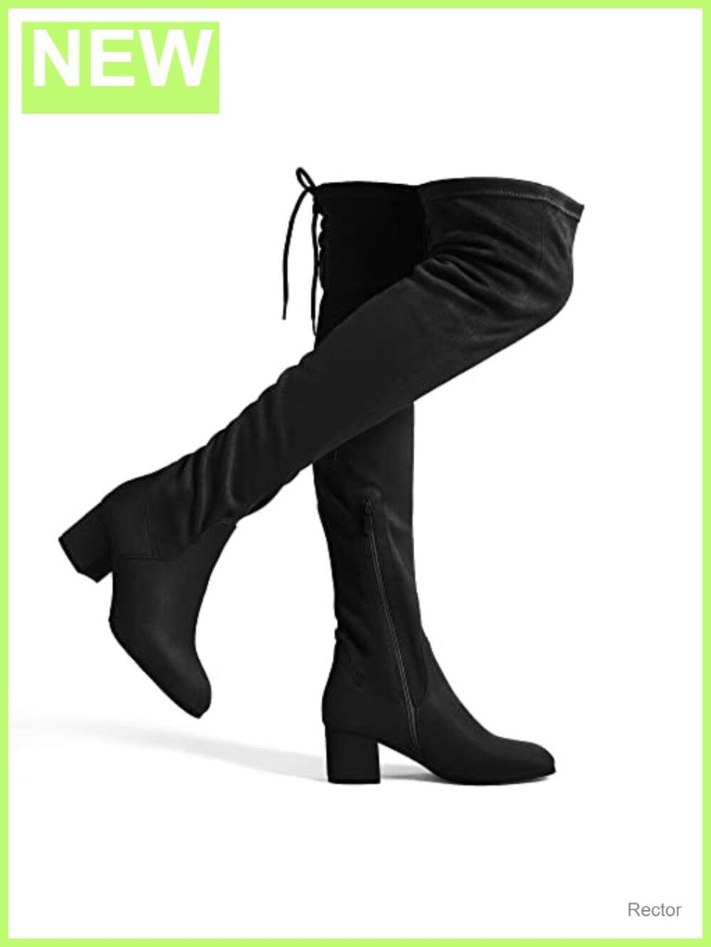Over The Knee Thigh High Boots Faux Suede Block Heel Round Toe